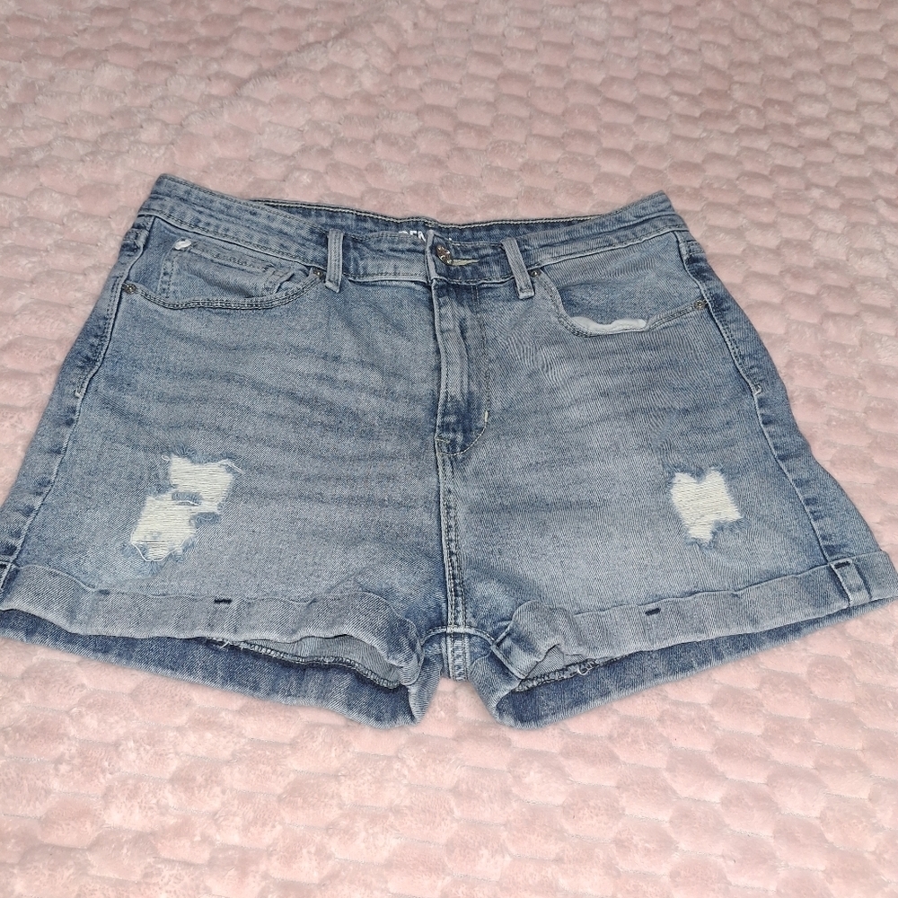 Levi's Light Blue Distressed Denim Jean Shorts